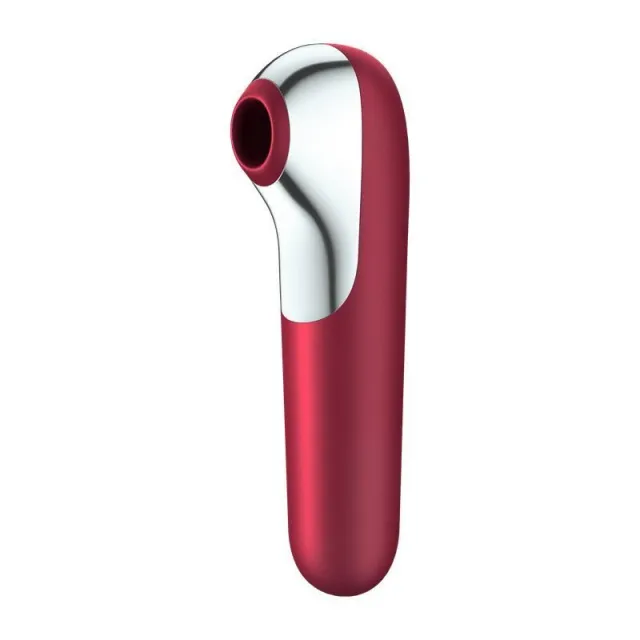 Вакуумный стимулятор клитора с вибрацией Satisfyer Dual Love (красный)