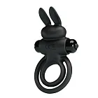 Віброкільце Pretty Love Vibro Penis Ring Bunny III, 9,7 см (чорний)