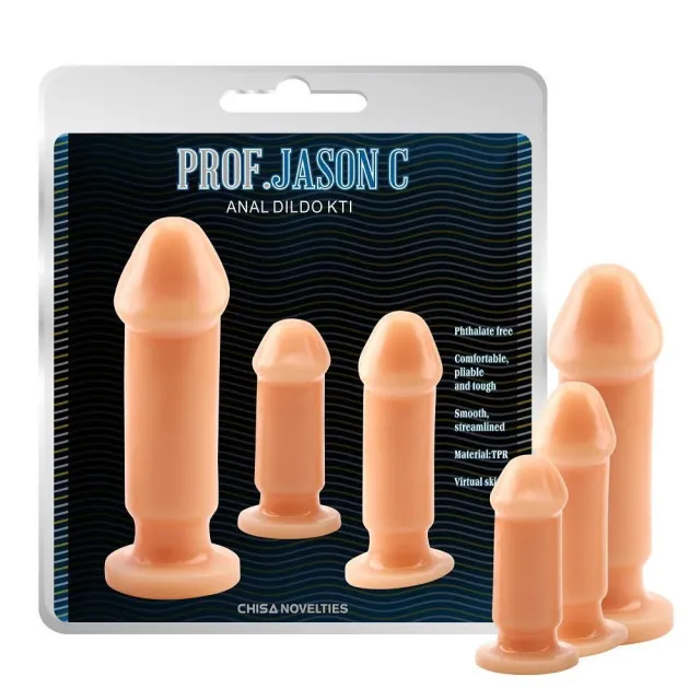 Набор анальных фаллоимитаторов Prof. Jason C Anal Dildo Kit, 3 шт (телесный)