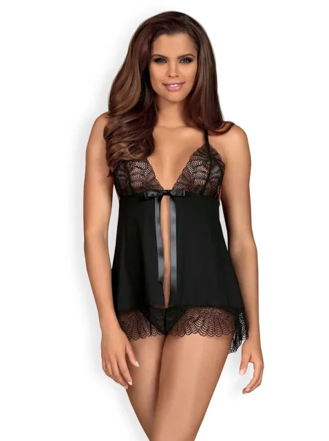 Комплект белья Obsessive Chiccanta Babydoll, S/M (черный)