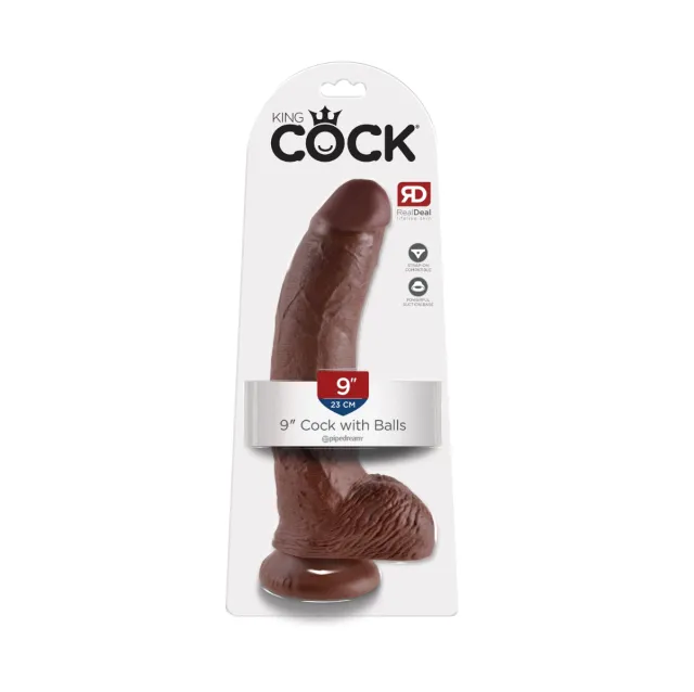 Pipedream King Cock with Balls 9 -, Brązowy, 22.9 cm