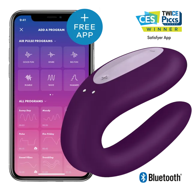 Вібратор для пари Satisfyer Double Joy Partner, 9,1 см (фіолетовий)