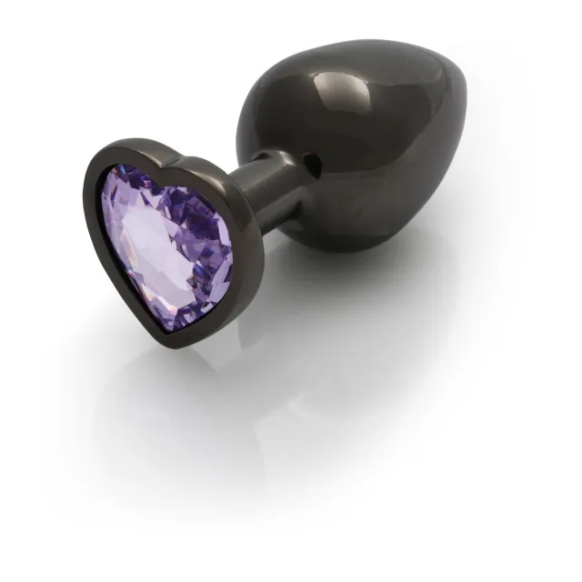 Анальная пробка Ouch! Heart Gem Butt Plug Large, 9.3 см (черный)