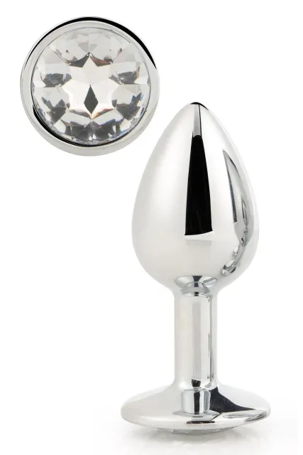 Анальная пробка с кристалом Dream Toys Gleaming Love Silver Plug Small. 7 см (прозрачный)