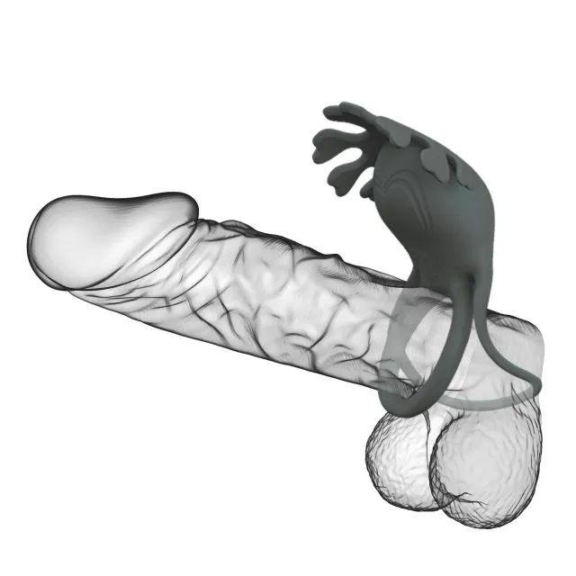 Ерекційне кільце Pretty Love Vibrant Penis Ring Ruben, 8.5 см (сірий)