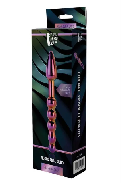 Анальний фалоімітатор Glamour Glass Ridged Anal Dildo, 18 см (райдужний)