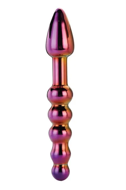 Анальний фалоімітатор Glamour Glass Ridged Anal Dildo, 18 см (райдужний)