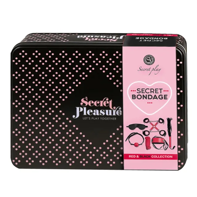 БДСМ набор Secret Play Secret Pleasure Secret Bondage, 8 шт (черный с красным)