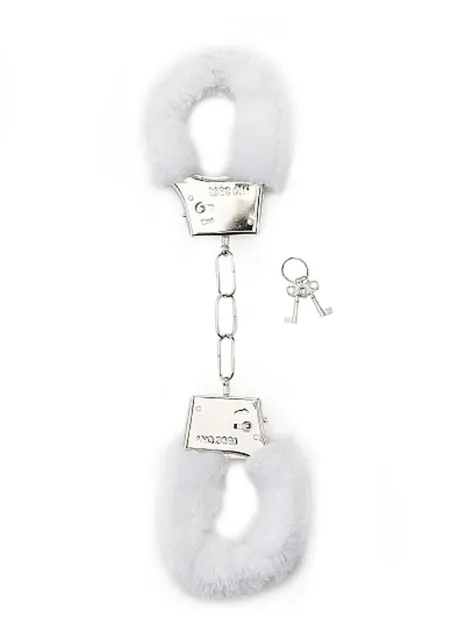 ShotsToys Handcuffs Furry - Kajdanki, Biały, 26 cm