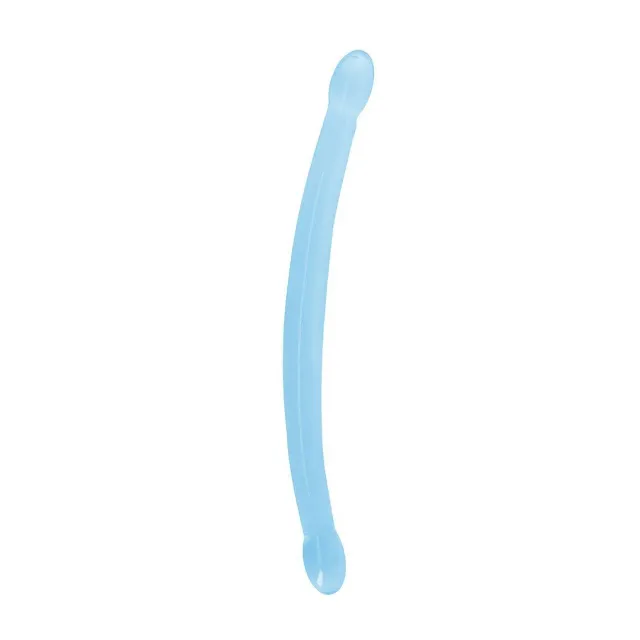 RealRock Crystal Clear - Dwustronny dildo, Niebieski, 42 cm