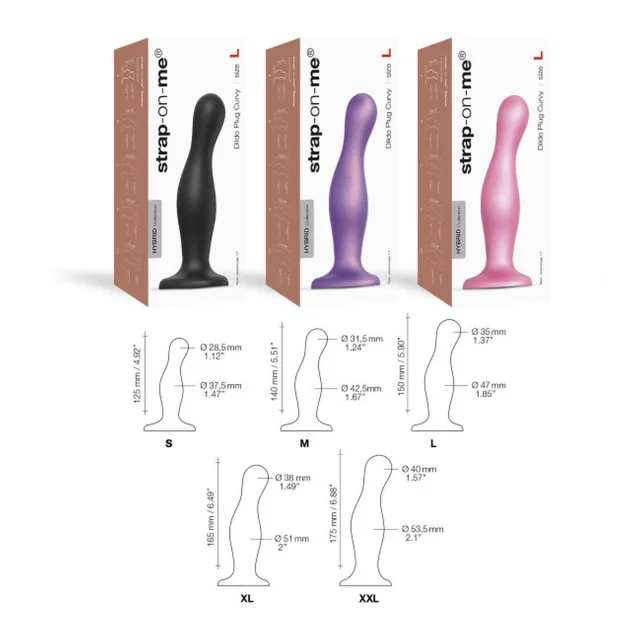 Фаллоимитатор Strap-on-me Dildo Plug Curvy XL, 16.5 см (черный)