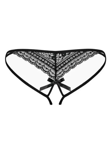 Стринги с открытой промежностью Obsessive Picantina, L/XL (черный)