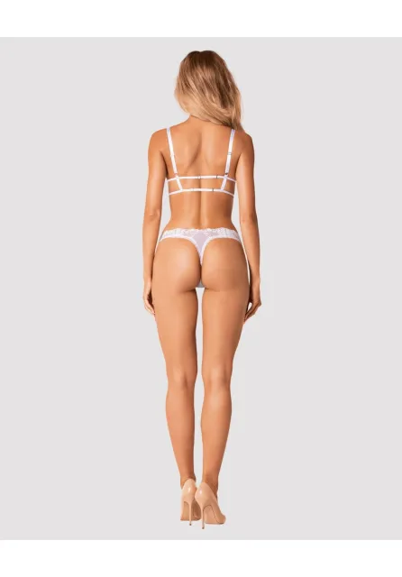 Комплект эротического белья: бюстгальтер и стринги Obsessive Heavenlly XL/2XL (белый)