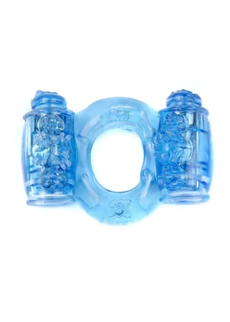Boys of Toys Vibrating CockRing Double Blue - Wibracyjny pierścień B -, Niebieski