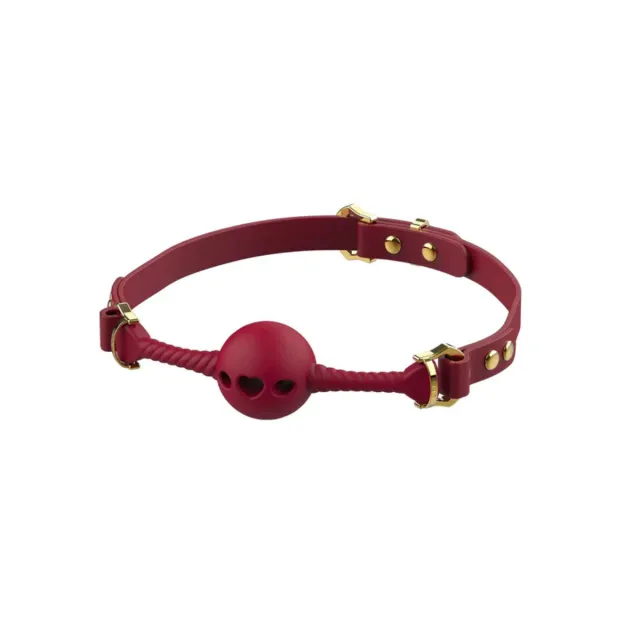 UPKO Breathable Mouth Gag - Knebel z kulką, Czerwony, 57 cm