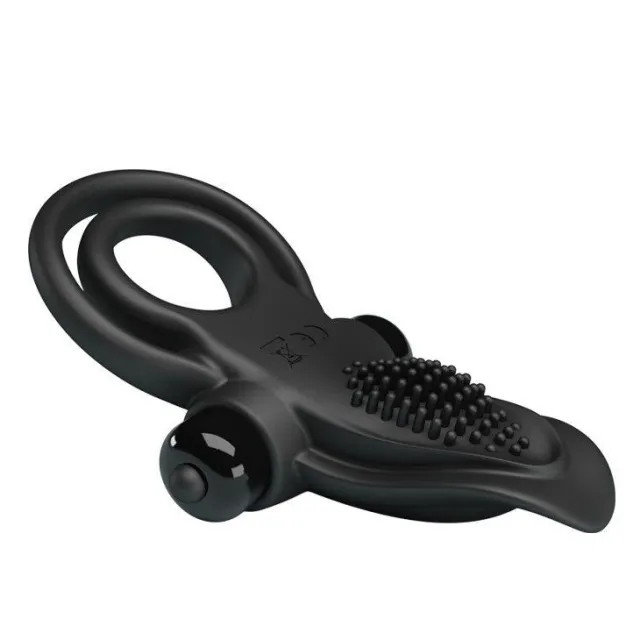 Pretty Love Vibro Penis Ring - Pierścień erekcyjny na penisa z wibracją, Czarny, 11, 3 cm