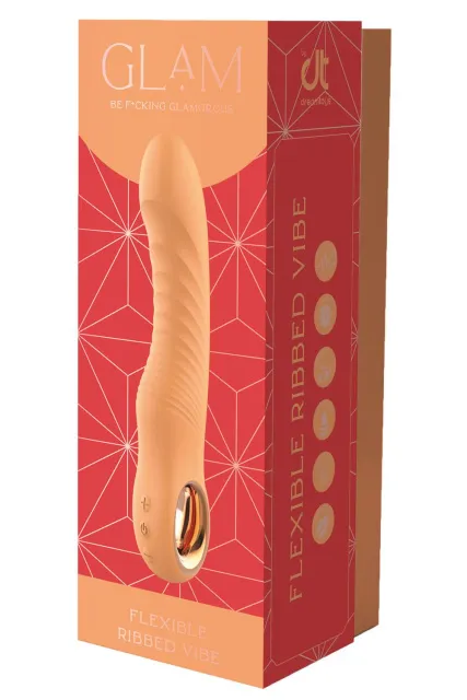 Вібратор Glam Flexible Ribbed Vibe, 22 см (жовтогарячий)