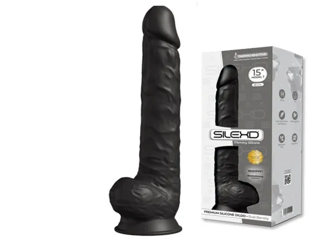 Silexd Premium Silicone Dildo Model 1 Size 15 - Dildo, Czarny, 38 cm