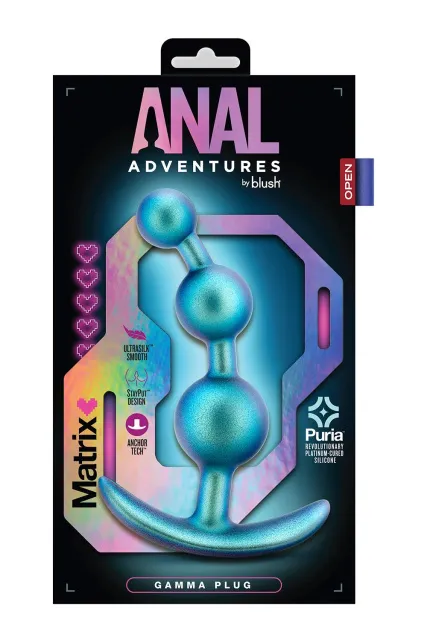 Анальная пробка Anal Adventures Matrix Gamma Plug, 13.3 см (голубой)