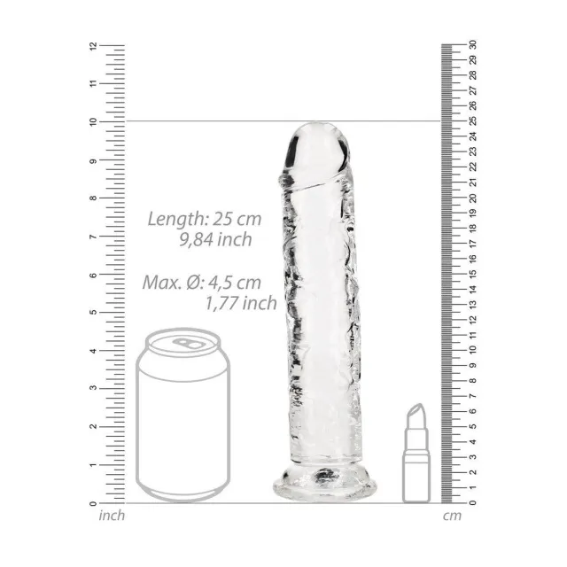 Фаллоимитатор RealRock Crystal Clear 9'', 25 см (прозрачный)