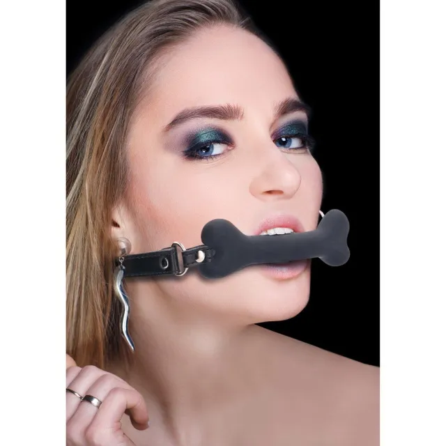 Ouch Bone Gag - Knebel z kulką, Czarny, 66 cm