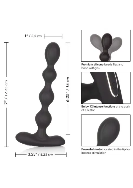 Анальные бусы с вибрацией CalExotics Eclipse Slender Beads, 17,8 см (черный)