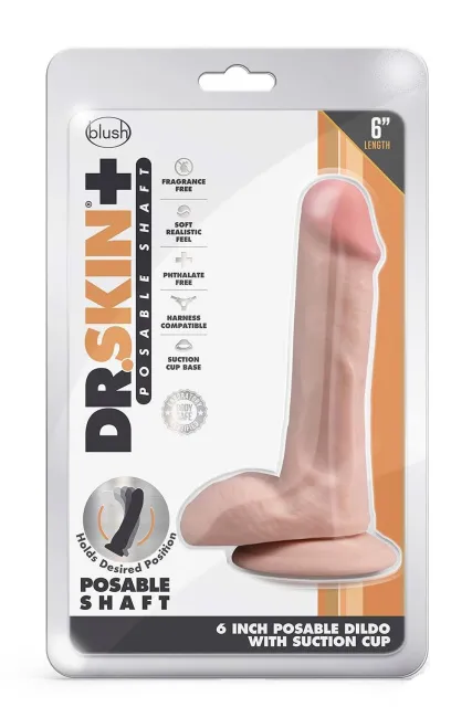 Фалоімітатор Dr. Skin+ Posable Shaft 6 Inch, 15.2 см (тілесний)