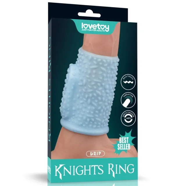Насадка на пеніс Knights Ring Vibrating Drip, 10 см (блакитний)