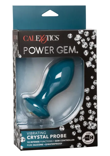 Анальная пробка Power Gem Vibrating Crystal Probe, 10.7 см (синий)