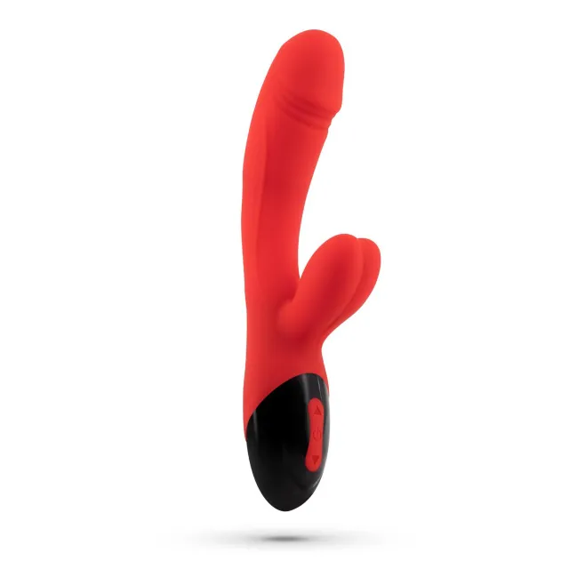 Crushious Dare Dong - Wibrator królik, Czerwony, 20 cm
