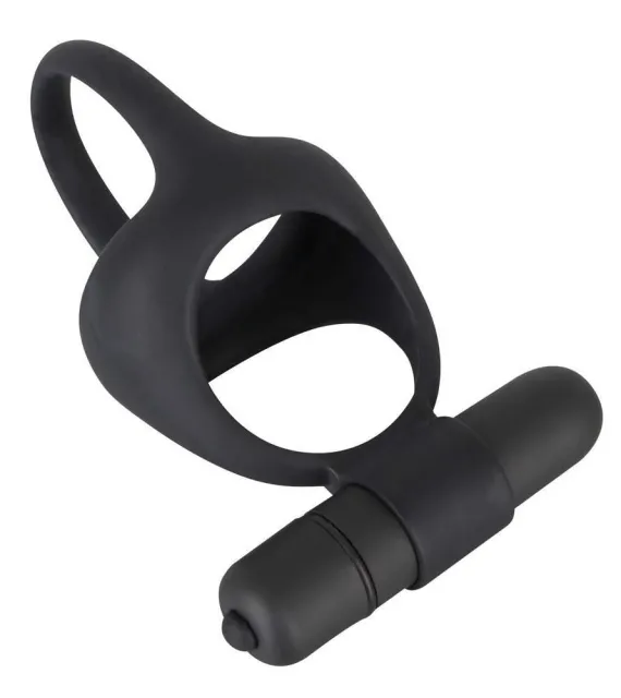 Black Velvets Cock & Ball Ring - Pierścień wibracyjny, Czarny, 7 cm