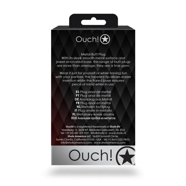 Анальная пробка Ouch! Heart Gem Butt Plug Medium, 8 см (черный)