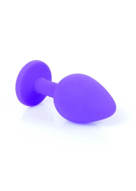 B - Series HeavyFun Jewellery Purple Silicon Plug Medium Red Diamond - Silikonowy korek analny z kryształem, Czerwony, 8 cm