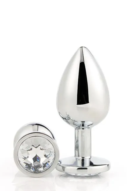 Анальная пробка Gleaming Love Silver Plug Medium, 8.3 см (прозрачный)
