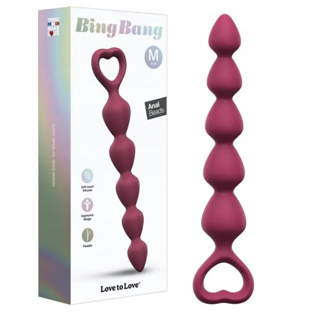 Анальная цепочка Love To Love Bing Bang M Plum Star, 18,5 см (бордовый)