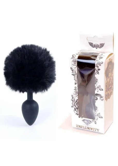 Анальная пробка Boss Jewellery Silicon Bunny Tail, 6,5 см (черный)