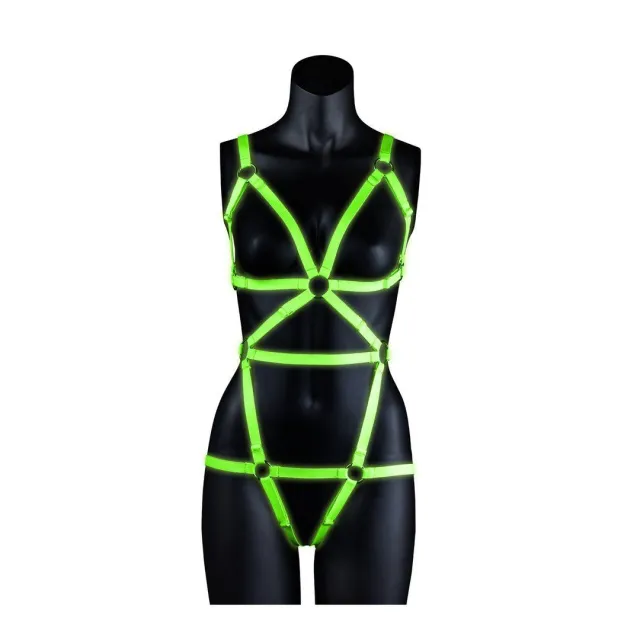 Портупея на всё тело Ouch! Glow in the Dark, S/M (неоново-зелёный)