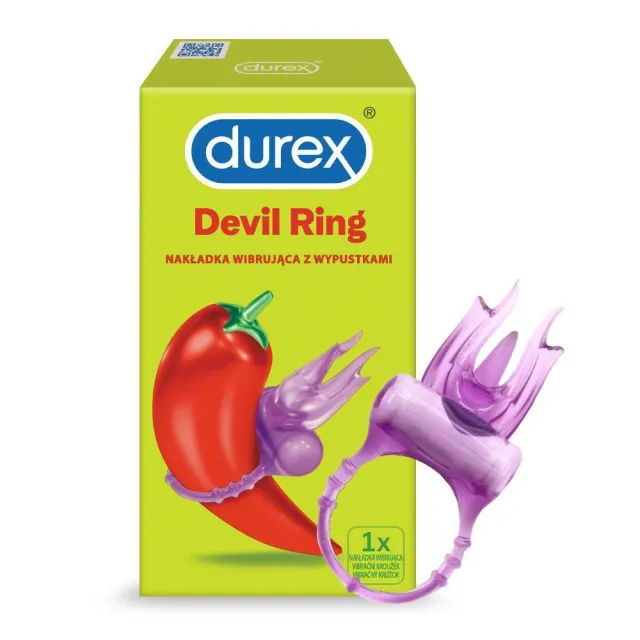 Durex Play Little Devil - Wibrujący pierścień, Fioletowy, 8 cm
