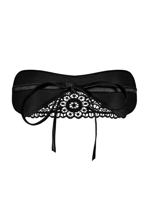 Сексуальна атласна маска Obsessive Satinia, S/M (чорний)
