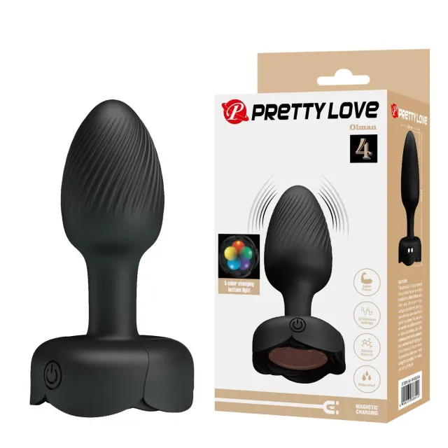 Анальна пробка Pretty Love Olman, 8.8 см (чорний)