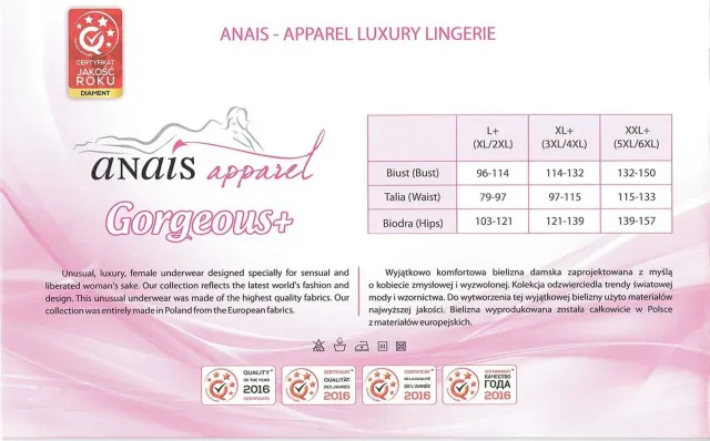 Комплект белья Anais Fendia, XL/XXL (черный)