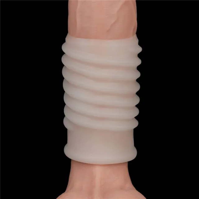 Lovetoy Knights Ring Vibrating Spiral - Nakładka na penisa, Biały, 10 cm