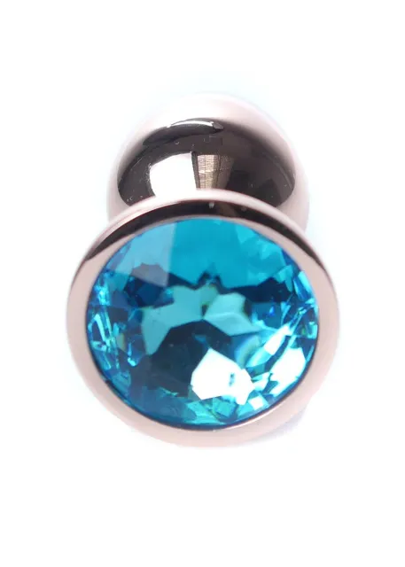 Анальная пробка с кристаллом B - Series HeavyFun Plug-Jewellery, 7 см, (голубой)