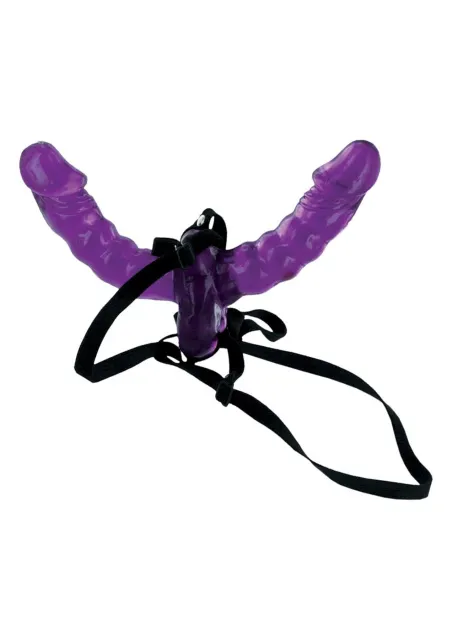 Pipedream Double Delight - Podwójny strapon, Fioletowy, 14 cm