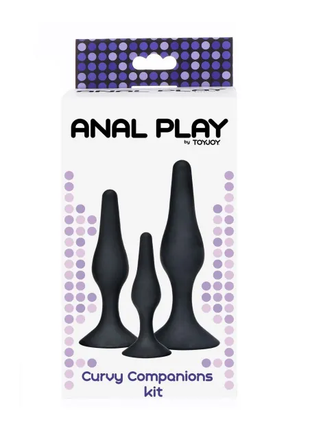 Набор анальных пробок TOYJOY Curvy Companions Kit, 3 шт (черный)