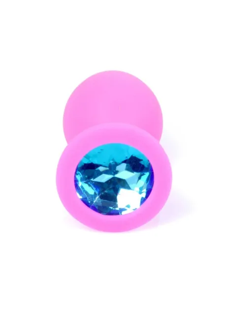 Силіконова анальна пробка з кристалом Boss Silikon Jewellery, 8 см (блакитний)