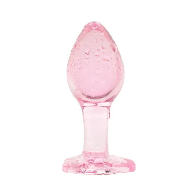 Анальная пробка EasyToys Anal Plug Glass M, 8.3 см (розовый)