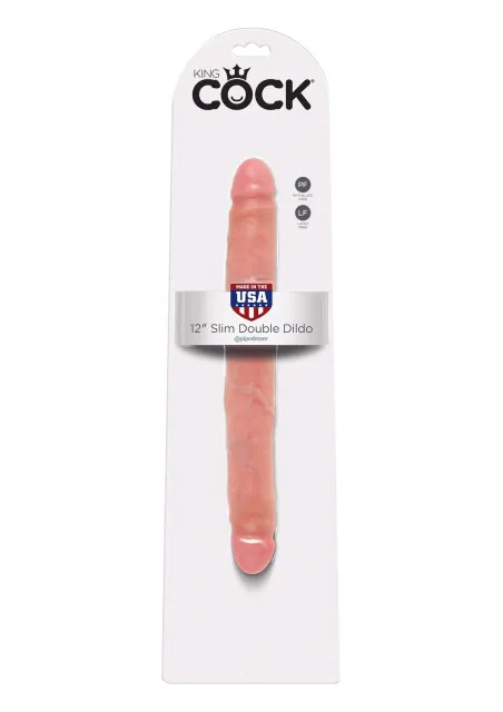 Двосторонній фалоімітатор King Cock Slim Double, 30 см (тілесний)