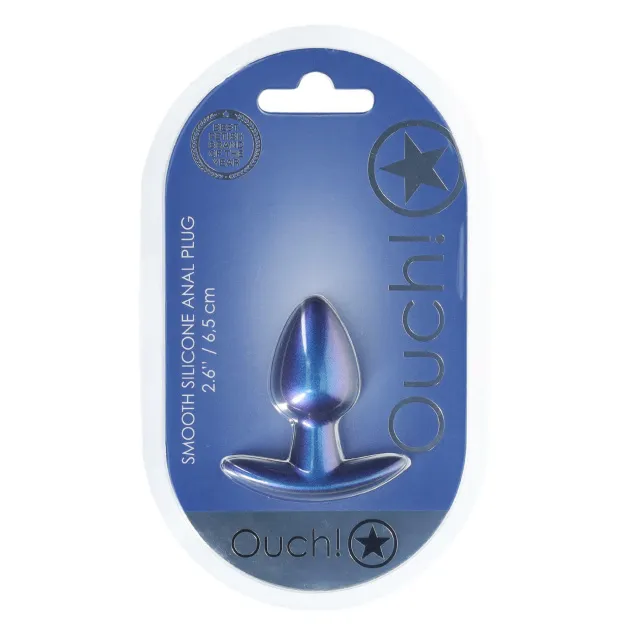 Анальная пробка Ouch! Smooth Anal Plug Metallic S, 6.5 см (синий)