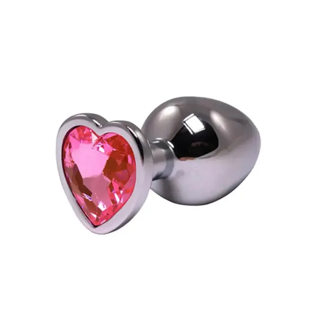 Анальная пробка Fantasy Silver Butt Plug Heart-Shaped M, 8 см (розовый)